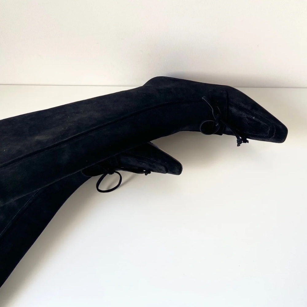 Burberry marina storm tall boots in black suede size 37.5 - Picture 3 of 5